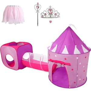 Regalo para niñas, tienda de campaña de princesa con túnel, castillo para niños y princesa, juego de tienda de campaña desplegable, juguete para niños