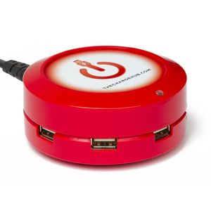 chargehub X5 – 5-port USB SuperCharger con tecnología 2,4 A de salida por puerto – smartspeed para iPhone, iPad y Samsung Galaxy Y Más – Ronda, Rojo