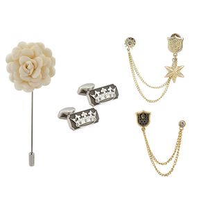 Knighthood - Juego de gemelos formales y broche de solapa para hombre