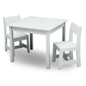 Juego de mesa y sillas de madera para niños de Delta (2 sillas incluidas) – ideal para artes y manualidades, merienda, educación en casa, tarea y más,