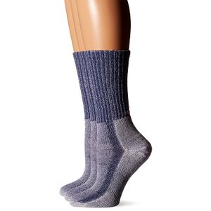 Thorlos Luz Caminante Crew 3-Pair Pack de la mujer, SM (mujer zapato 5-6.5), Azul Pizarra