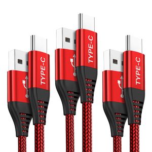 JSAUX - Cable USB tipo C (3 unidades, 6,6FT), USB A 2.0 a USB-C, cargador rápido, cable USB C de nailon trenzado, compatible con Samsung Galaxy S9 S8