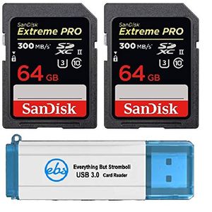 SanDisk - Tarjeta de memoria SDXC SD Extreme Pro UHS-II (paquete de dos unidades), 300 MB/s, 4K V30 U3 (SDSDXPK-064G-ANCIN) Plus (1) Todo menos Stromb