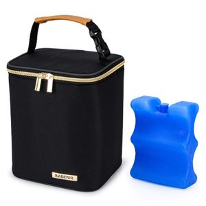 Babeyer Bolsa enfriadora de leche materna con paquete de hielo para 4 botellas de bebé de hasta 9 onzas, bolsa enfriadora de biberones para lactancia