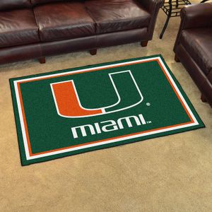 Fanmats NCAA Universidad de Miami Hurricanes Nylon Face 4 x 6 Plush Alfombra
