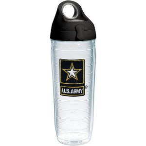 tervis US Army Star Emblem Botella de agua con Negro WB tapa, 24oz, transparente