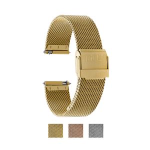 Correa de reloj para mujer, liberación rápida, correa de reloj de acero inoxidable para mujer, correa de reloj de repuesto, correa de reloj de malla p