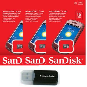 SanDisk 16 GB (3 Pack) tarjeta de memoria microSD HC sdsdqab-016g (Retail Packaging) Lot de 3 con todo lo pero Stromboli lector de tarjetas de memoria