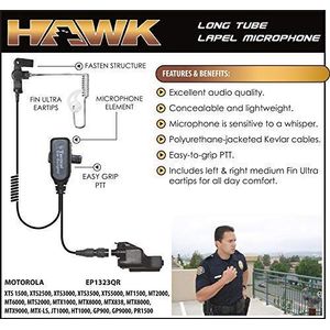 Hawk de solapa solapa Micrófono para Motorola XTS radios incluye aleta Ultra deshumidificadoras
