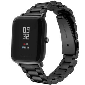 Aresh Compatible Amazfit Bip Bandas Sólido Acero Inoxidable Huami Amazfit Bip Smartwatch Band Correa Reemplazo Metal Pulseras