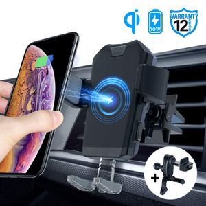 ACCGUYS Motorized Wireless Car Charger Mount,10W Qi Fast Charging Air Vent Phone Holder, Auto-Clamping Adjustable Car Mount Compatible with Samsung Ga