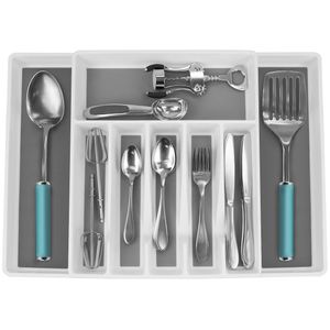 Sorbus Organizador de cajón de cubiertos, bandejas expandibles para cubiertos, utensilios de servir, almacenamiento multiusos para cocina, oficina, ba