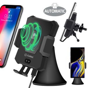Cellet Wireless Charger Phone Holder Mount with Automatic Release and Lock Cradle 2-in-1 for Air Vent and Dashboard Compatible for iPhone Xs/Xs Max/Xr