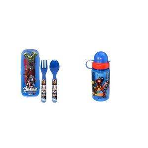 Marvel Avengers cubiertes Go Pak con funda y 15.5oz Botella de agua Set