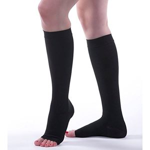 Allegro 30 – 40 mmHg quirúrgico 300/301 rodilla puntera abierta medias de compresión, M, Negro