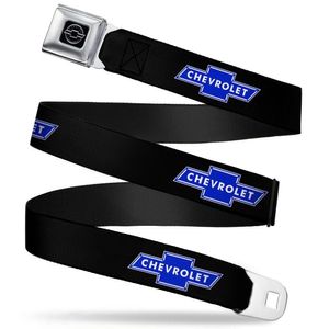 Buckle-Down Seatbelt Belt - Chevy Bowtie Logo REPEAT - 1.0" Wide - 20-36 Inches in Length