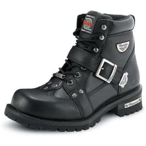 Botas de cuero Milwaukee Motorcycle Clothing Company para hombre , Negro