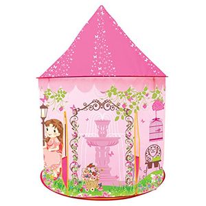 Tienda con diseño de castillo de princesas, con estrellas que brillan en la oscuridad, se pliega en una bolsa. Tus hijos disfrutarán de esta tienda de