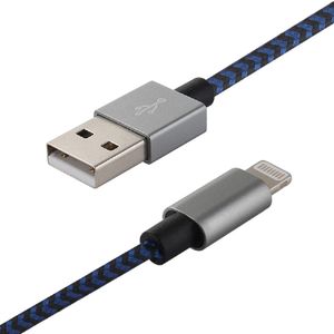 plusmi nailon trenzado USB a a Lightning Compatible Cable – Negro y azul (3 pies/1.1 yard), Negro&Azul