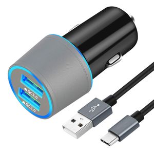 Cargador de coche rápido USB C, compatible con Samsung Galaxy S9/S9 Plus/S8/S8 Plus/S8 Active/Note 9/Note 8, carga rápida 3.0 Dual USB Rapid Cargador