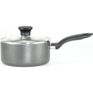 T-Fal a82124 iniciativas dentro y por fuera Salsa antiadherente sartén con tapa de vidrio, utensilios de cocina, 3-quart, Gray