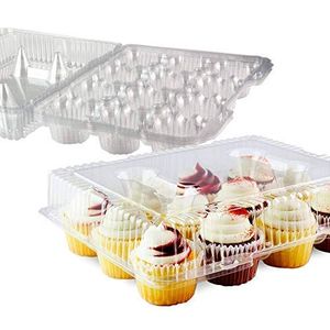 chefible 12 cupcake, contenedor de comida para llevar, portador de Cupcakes, Paquete de 10, Transparente