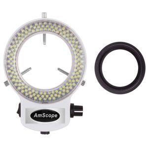AmScope anillo iluminador LED-144W-ZK blanco, ajustable, con 144 LED, para microscopio estéreo y cámara