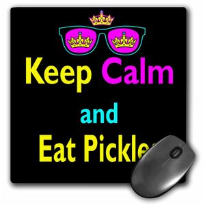 CMYK Keep Calm parodia corona y anteojos de sol Keep Calm And Eat encurtidos – Cojín de mouse, 8 por 8 inches (mp _ 116645 _ 1)