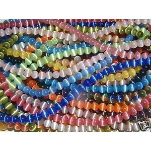 10 abalorio de ojo de gato hebras grado "A" de fibra óptica, 32 colores a elegir, Vidrio, 31 Strands One of each color, 10mm