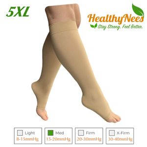 HealthyNees - Calcetines de compresión de 15 a 20 mmHg de grado medio, extra anchos, grandes, talla grande, para pantorrilla, pierna, hinchazón, circu