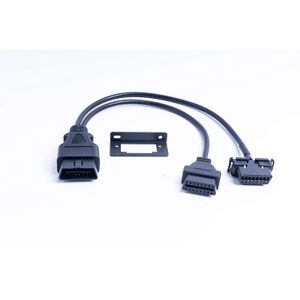 Arteckin - Adaptador universal de 16 pines macho a hembra OBD 2 Splitter Y Cable con soporte para debajo del salpicadero para dispositivo de seguimien