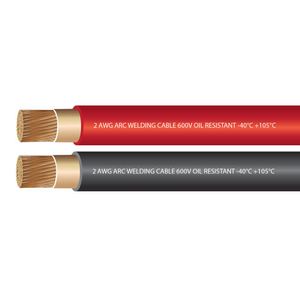 Cable de soldadura extra flexible de calibre 2, 600 V combinado, color negro + rojo, 9.8 ft de color de cada pieza, especificación EWCS, fabricado en