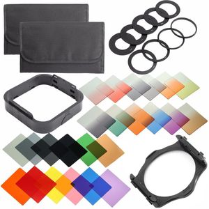 qkoo 17pcs cuadrado color Filtros + 4pcs ND Filtro de Densidad Neutra ND2/4/8/16 + 3pcs Filtro Graduado G. ND2/4/8 + 9pcs Anillo Adaptador + Soporte c