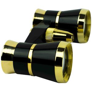 Prismáticos compactos y elegantes de color negro y dorado para ópera, teatro, concierto.