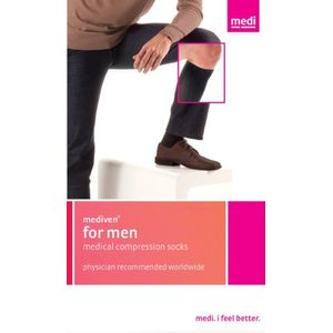 mediven para hombre acanalado rodilla alta 15 – 20 mmHg puntera cerrada, II, color negro, Negro, 1, 1