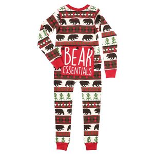 Pajamas de Navidad a juego de la familia de LazyOne 's Bear Essentials Holiday PJ Onsie