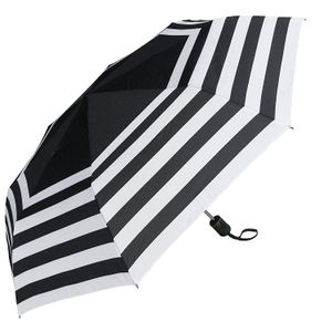 rainstoppers w033 Abrir auto Cerrar Deluxe Mini de rayas arco paraguas, Negro/Blanco, 44"