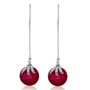 Gem Stone King - Pendientes de plata de ley 925 con zafiro azul de imitación de 22,00 quilates para mujer, plata de ley, MGZ-0983-RUBY
