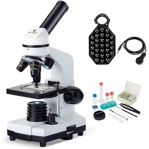 BNISE 100X-1000X Microscope for Kids and Student, Lab Compound Monocular Microscopes with Illumination Dual LED, Biological Microscope with Microscope