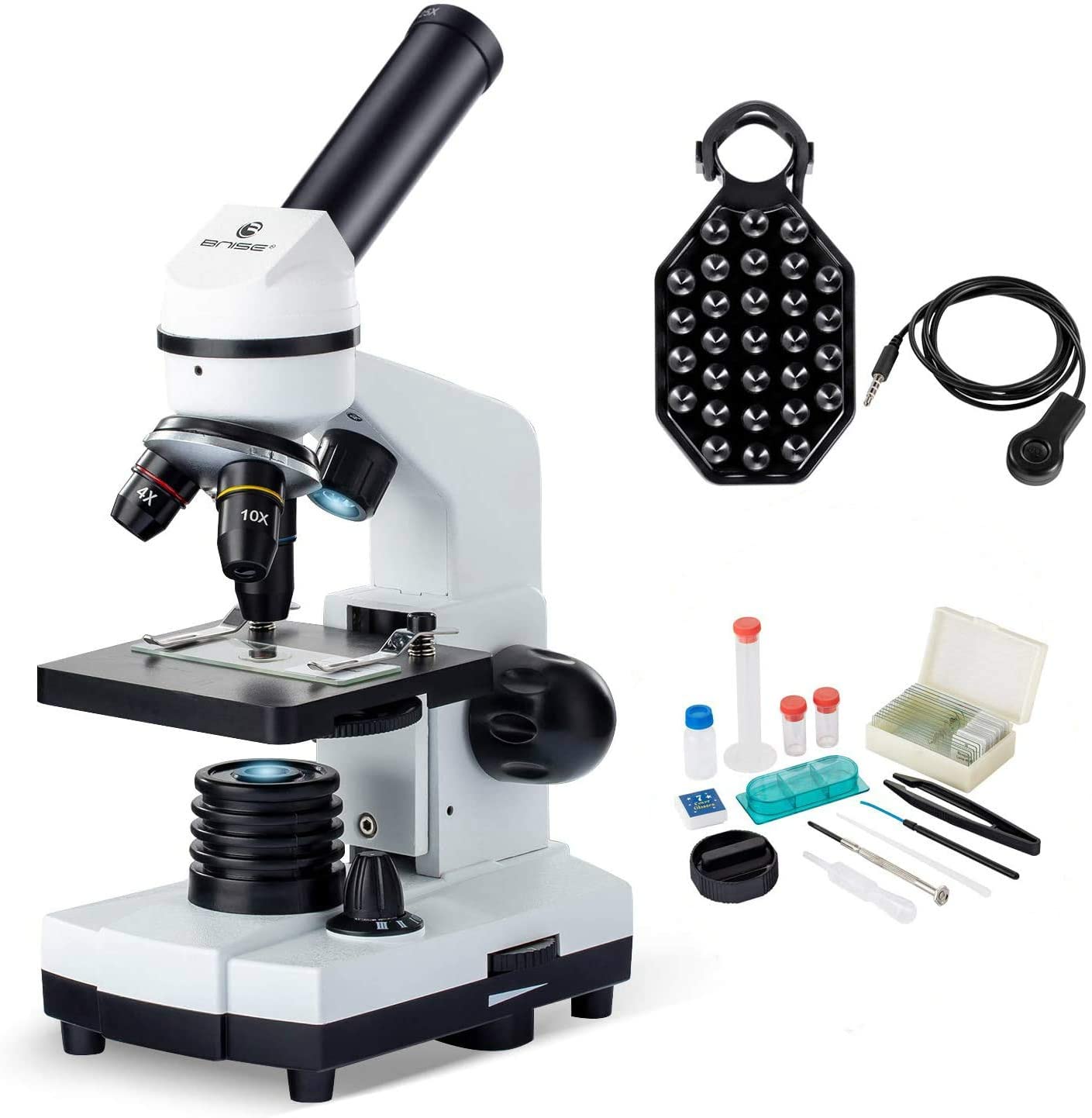 BNISE Microscopio para Niños Estudiantes 100X-1000X, Potente Microscopios  Biológico Optico Educativo con Adaptador teléfono, Muestras Biológicas,  operación Equipo - Industria, empresas y ciencia 