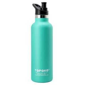 TOPOKO 25 OZ Hydro Double Walled Wall Flask Stainless Steel Metal Water Bottle Straw Lid with Handle or Bite Valve Top Vacuum Insulated Leak Proof Reu