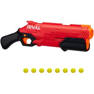 NERF Rival Takedown XX-800 Blaster – acción a través de bomba, carga trasera, capacidad de 8 rondas, 90 FPS, 8 rondas rivales oficiales – Equipo rojo.