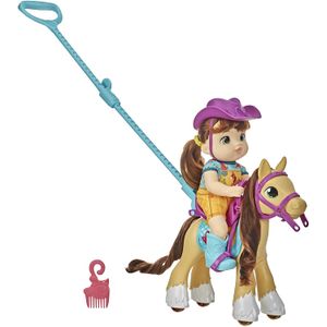 Baby Alive Littles, Lil' Pony Ride, Little Mandy muñeca y Pony con Push-Stick, accesorios, Brown Hair Toy para niños de 3 años y más