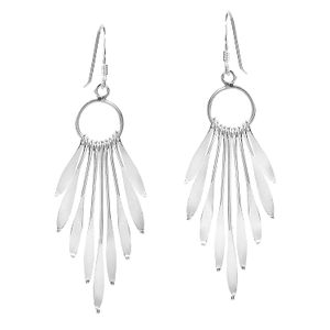 Sparkling Sticks Círculo Lámpara de araña Plata de ley 925. Dangle Earrings