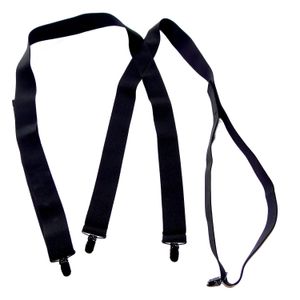Retenciones 1 1/2" todo negro ropa interior tirantes, X-Back, Negro No-Slip Clips
