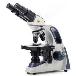 Swift SW380B 40X-2500X - Microscopio de laboratorio con ojales anchos 10X y 25X, fase mecánica, condensador abbe, enfoque ultrapreciso