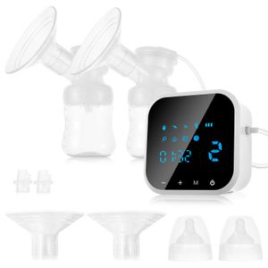Extractor eléctrico de alimentación de leche doble extractor de succión fuerte sin dolor con pantalla táctil inteligente LCD 2 tamaños de bridas recar