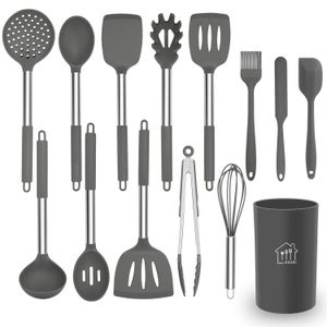 Juego de utensilios de cocina, de silicona, de Ailuki 14 piezas, juego de utensilios de cocina, antiadherente, resistente al calor, juego de espátulas