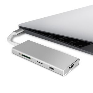 USB Tipo C Hub, USB C Hub Adaptador 7 en 1 Aluminio Multipuerto Adaptador con Carga USB-C, 3 Puertos de USB 3.0, HDMI, Tarjeta SD y Micro SD para MacB