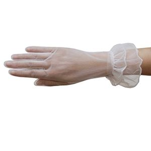 ZaZa Bridal Gorgeous Guantes transparentes con doble volante Tricot Slipon longitud de la muñeca 2BL